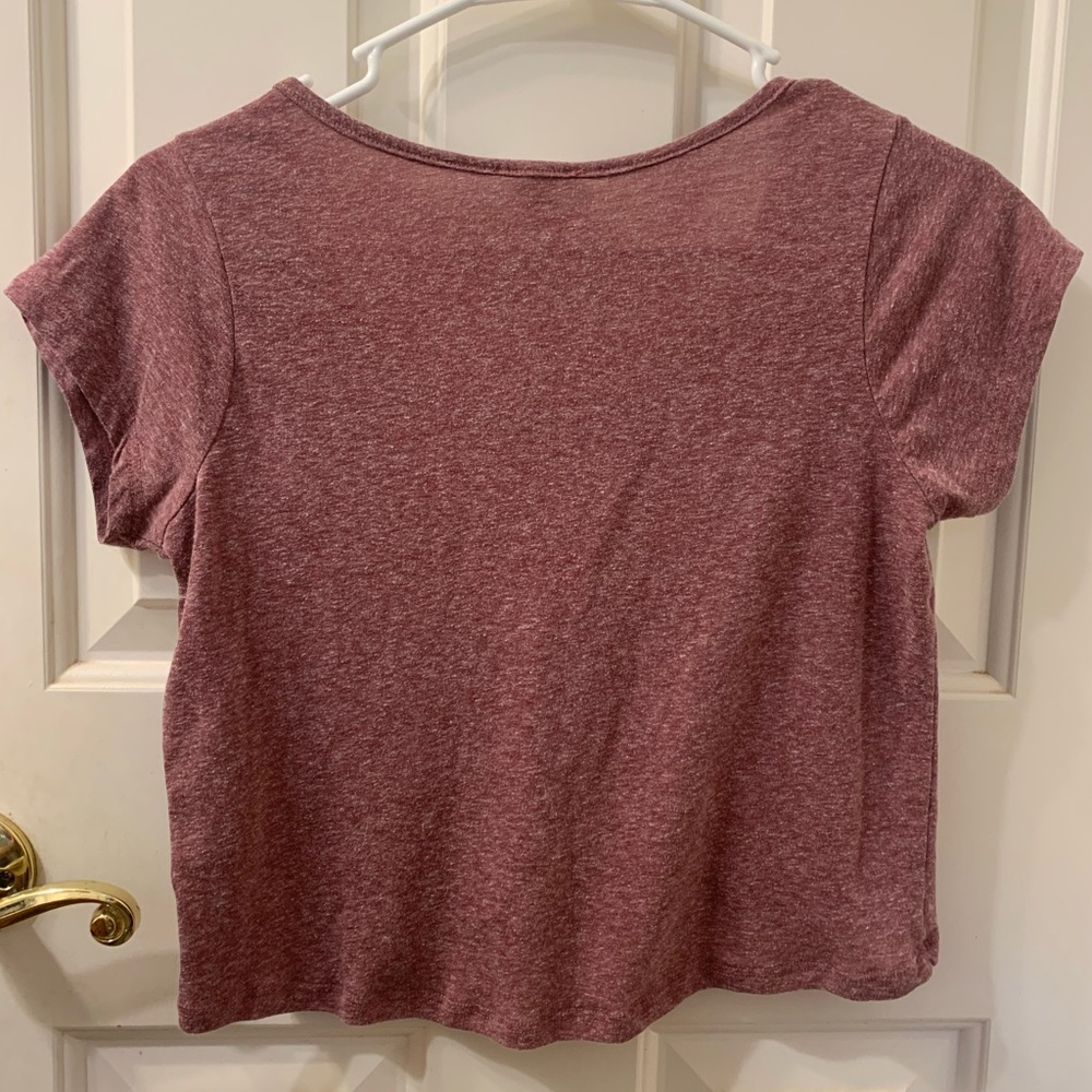 Rustic Button Up Tee Shirt Crop Top - Picture 3 of 3